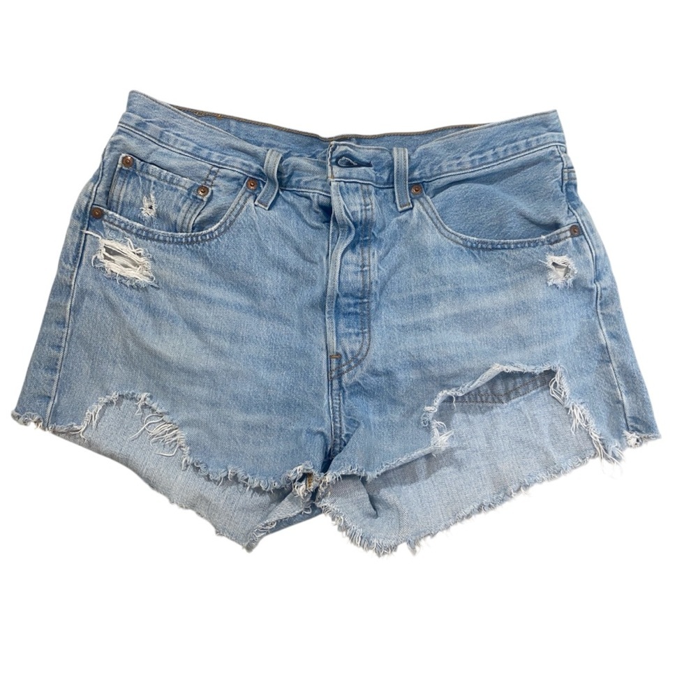 Levi's Blue Vintage-Inspired Jean‎ Shorts Distressed